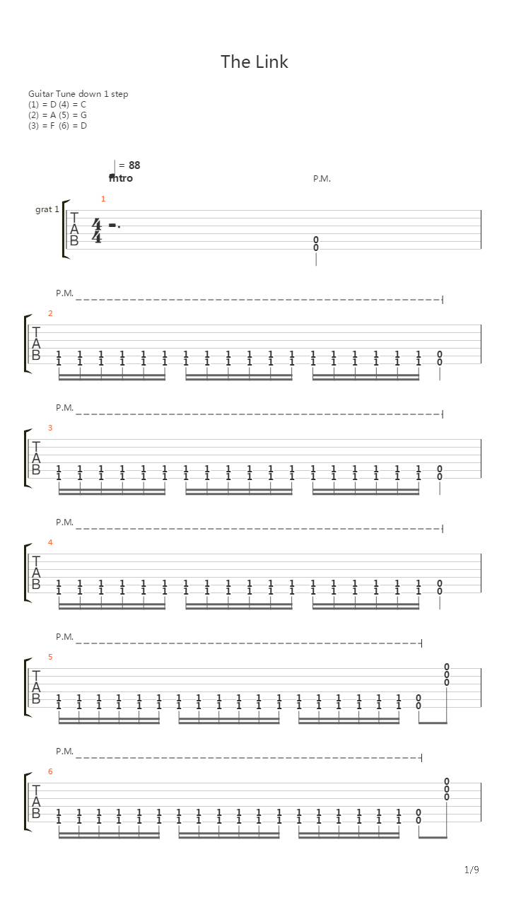 Link吉他谱