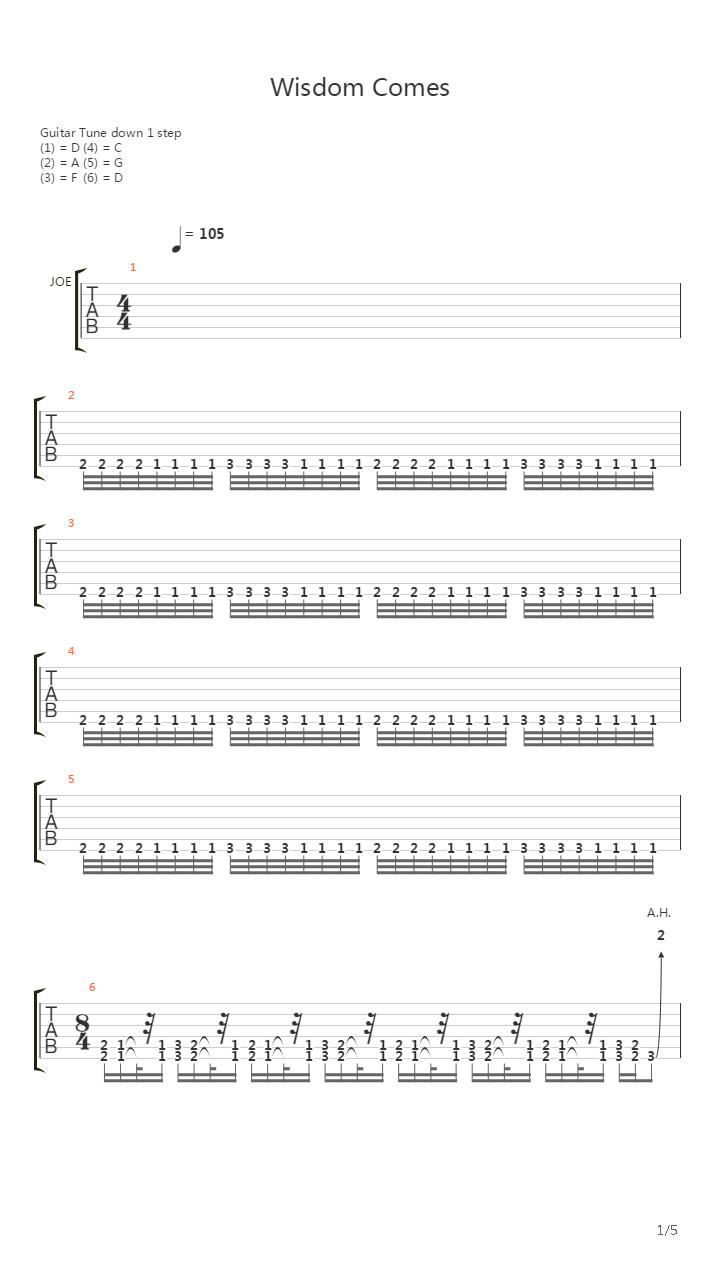 Wisdom Comes吉他谱