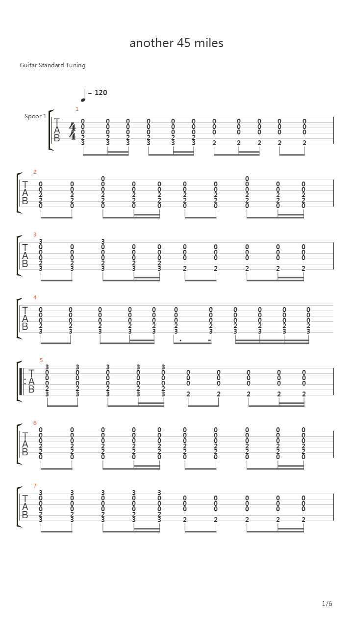 Another 45 Miles吉他谱