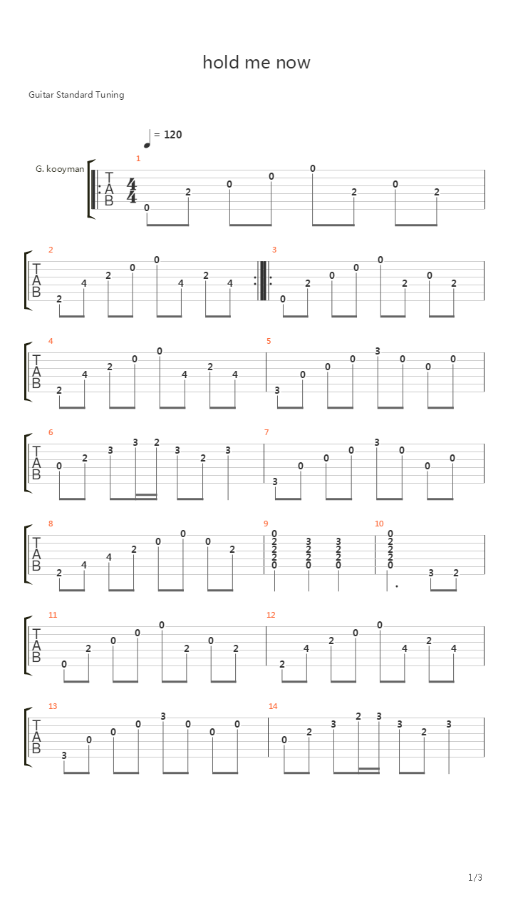 Hold Me Now吉他谱