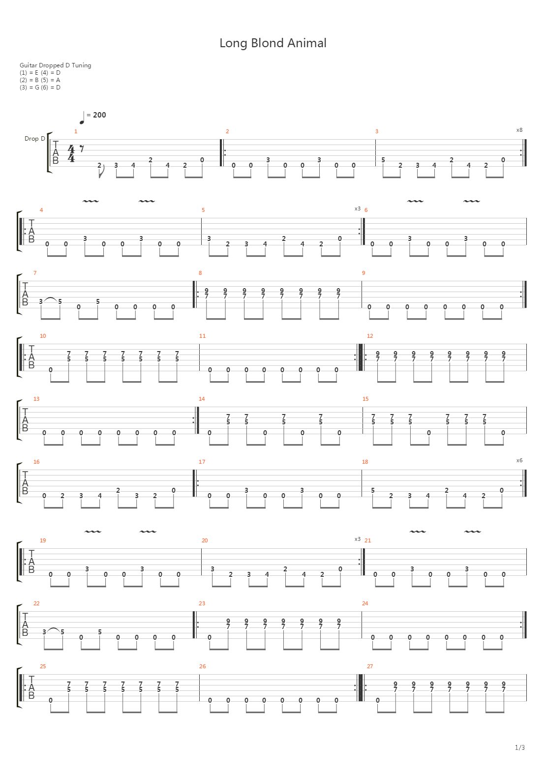 Long Blond Animal吉他谱
