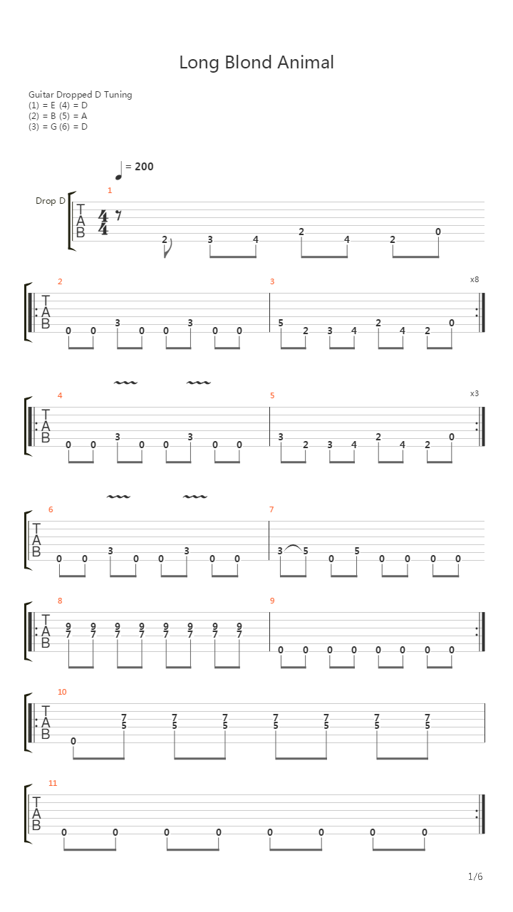 Long Blond Animal吉他谱