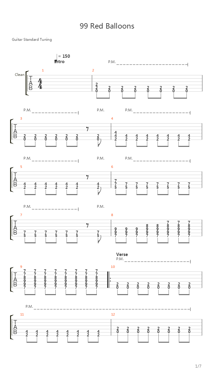 99 Red Balloons吉他谱