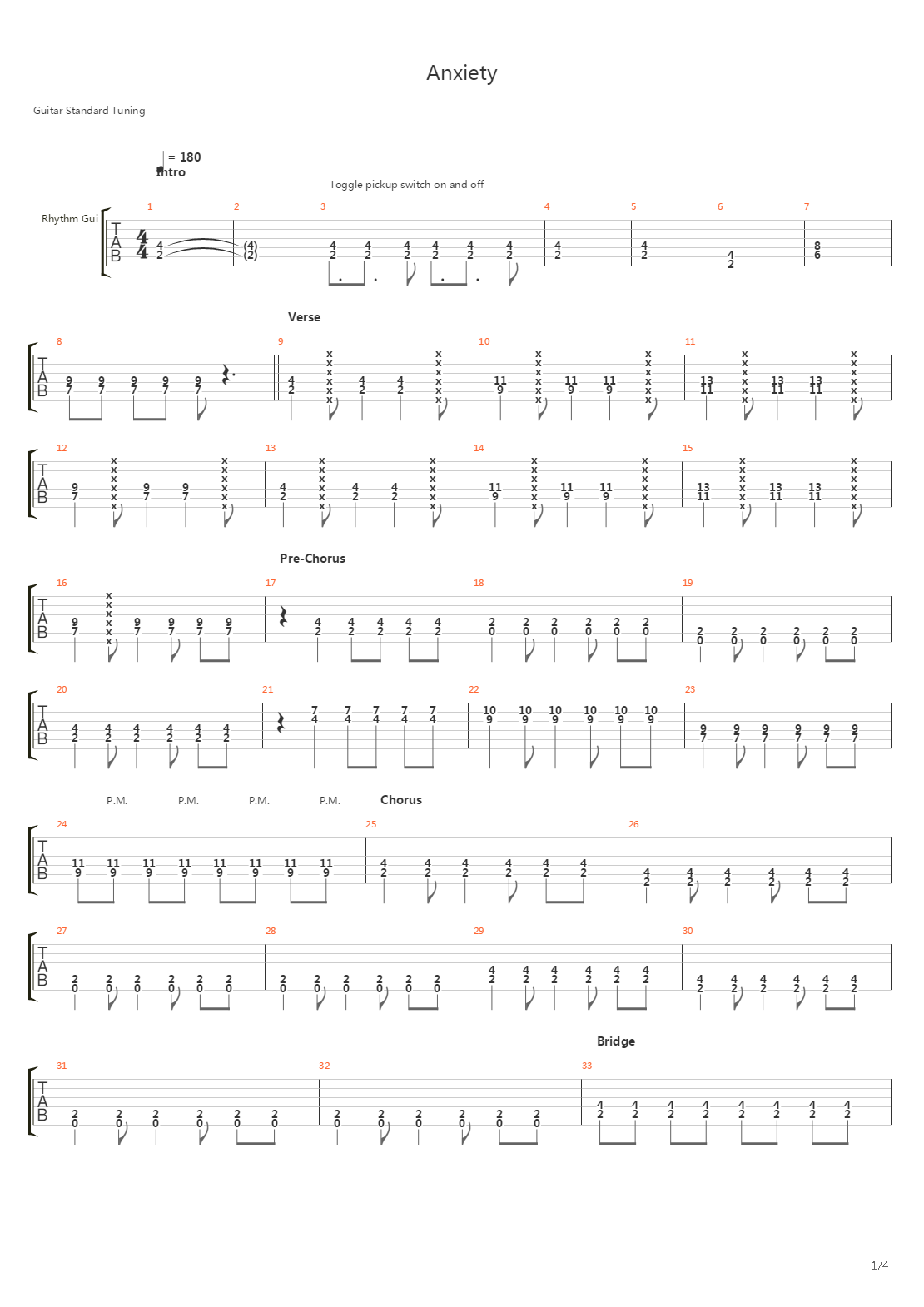 Anxiety吉他谱