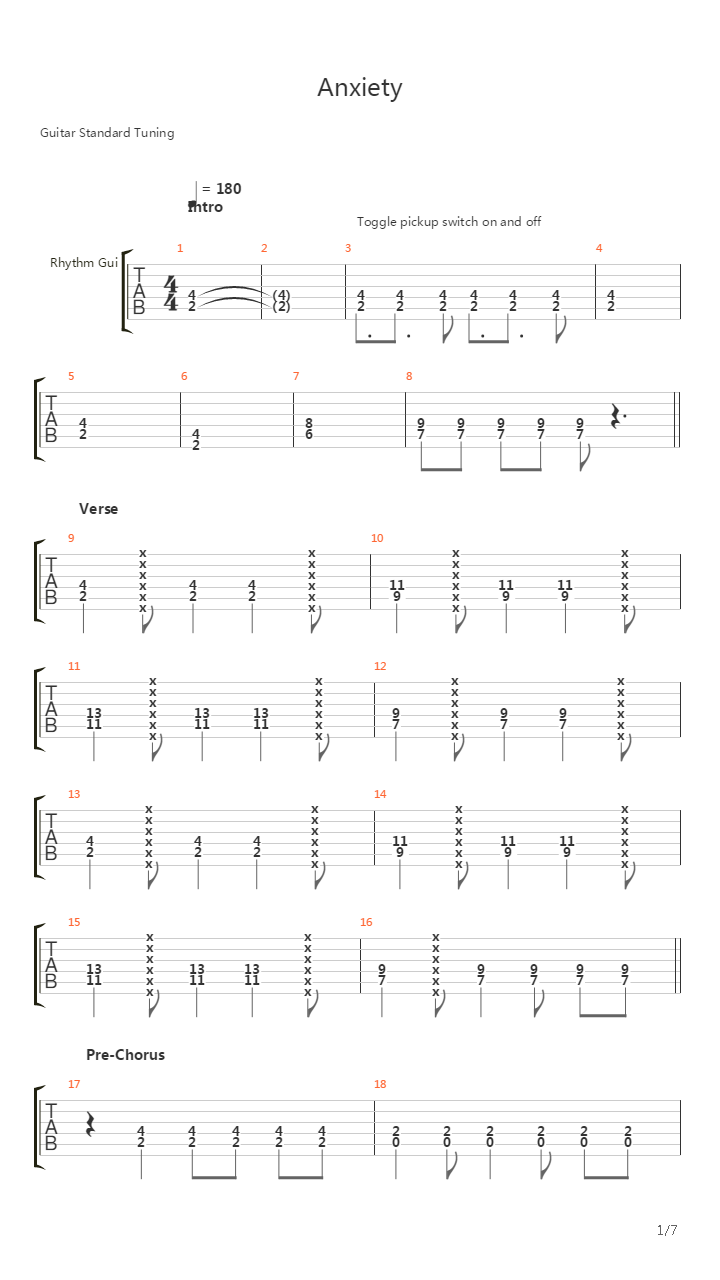 Anxiety吉他谱