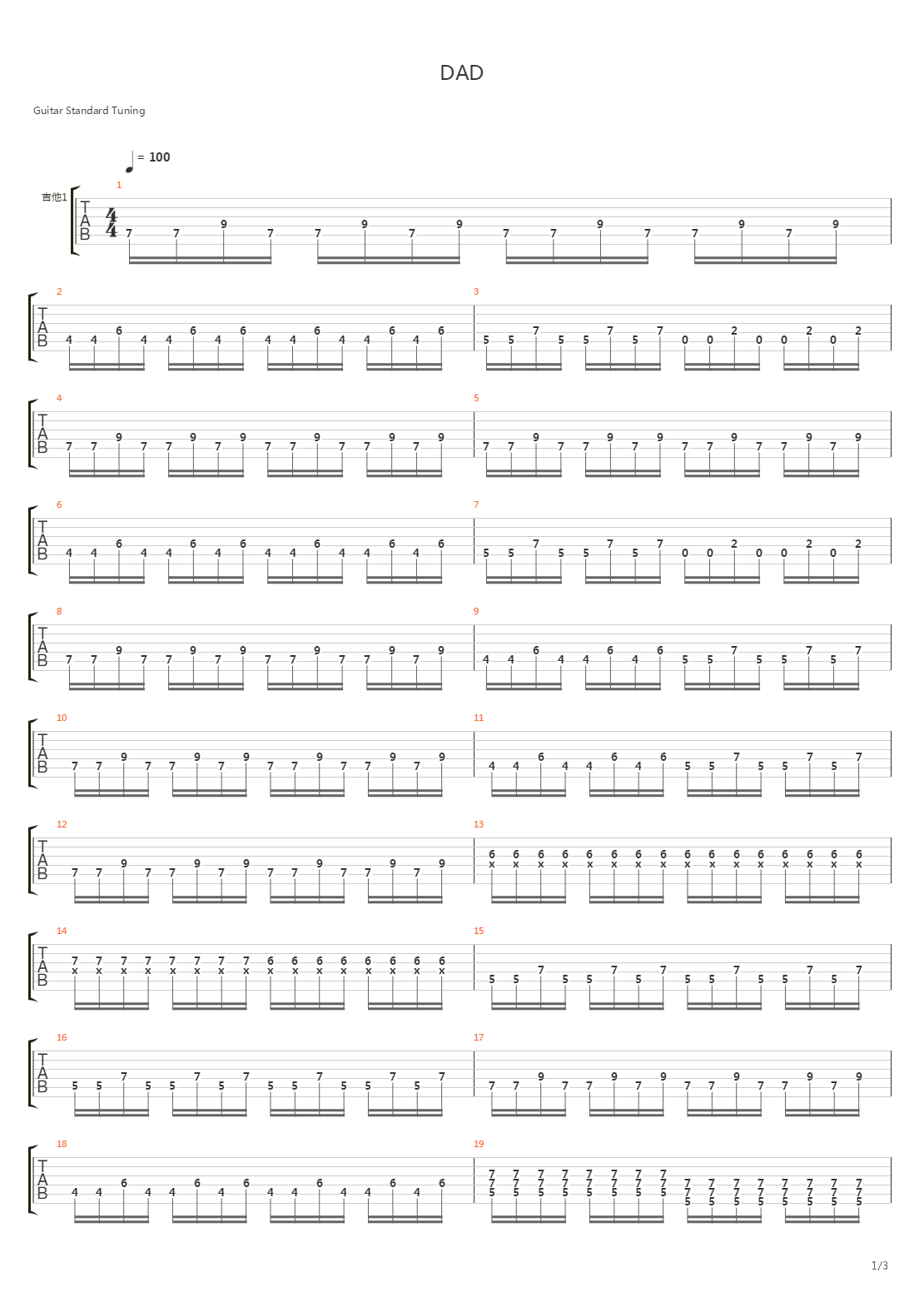 Dad吉他谱