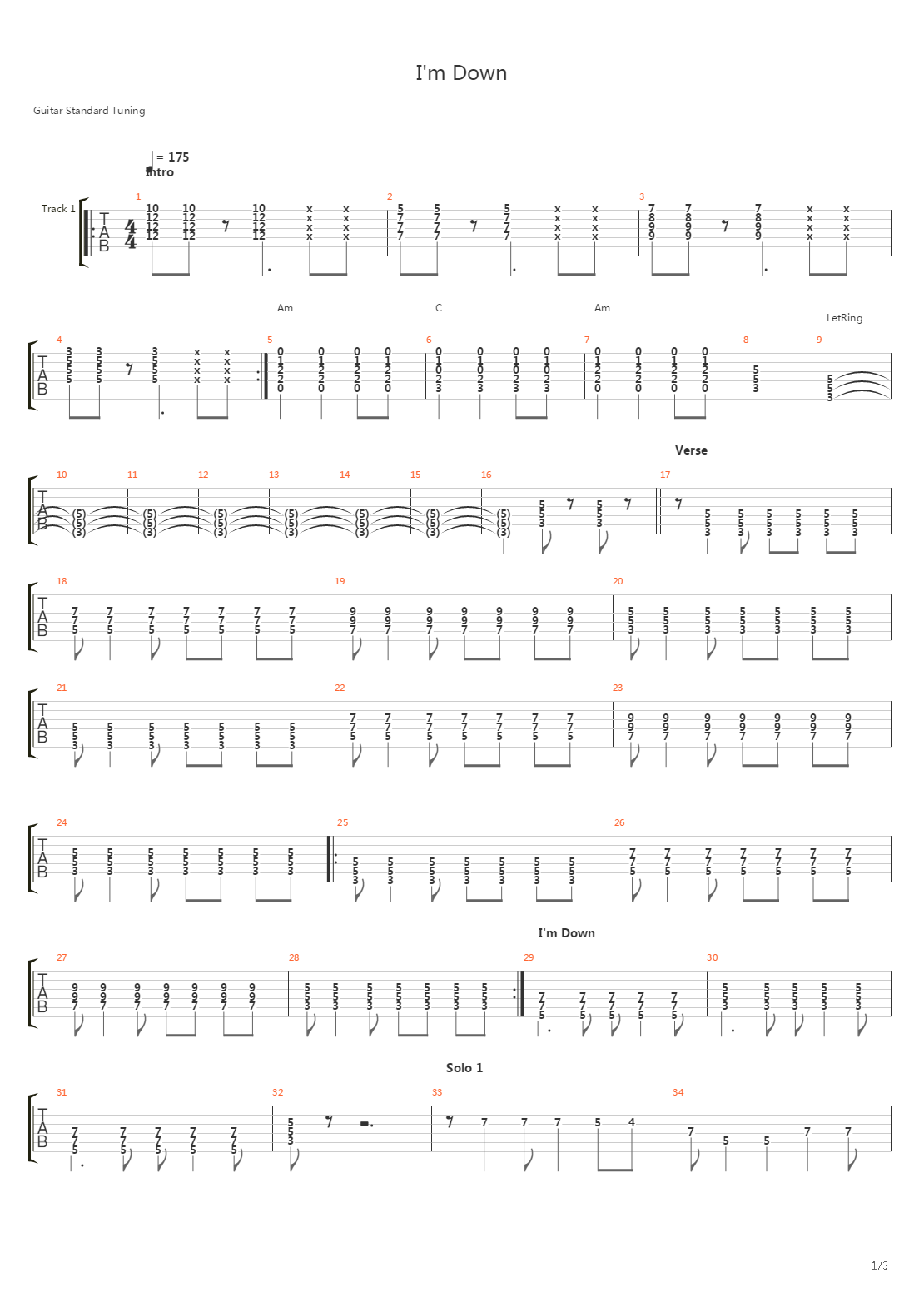 Im Down吉他谱