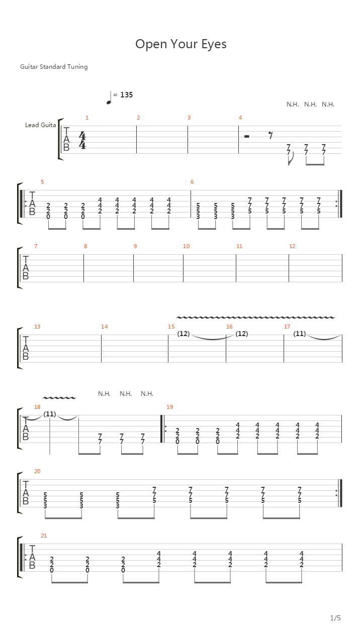 Open Your Eyes吉他谱