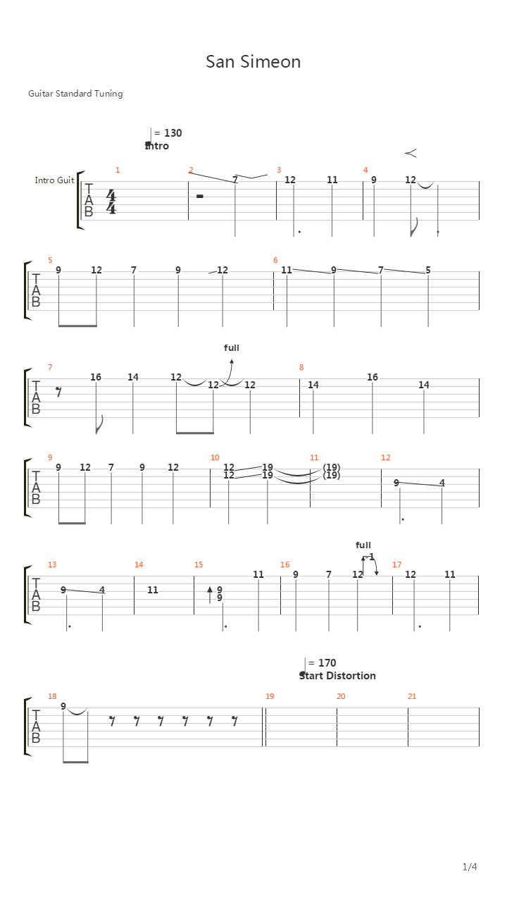 San Simeon吉他谱