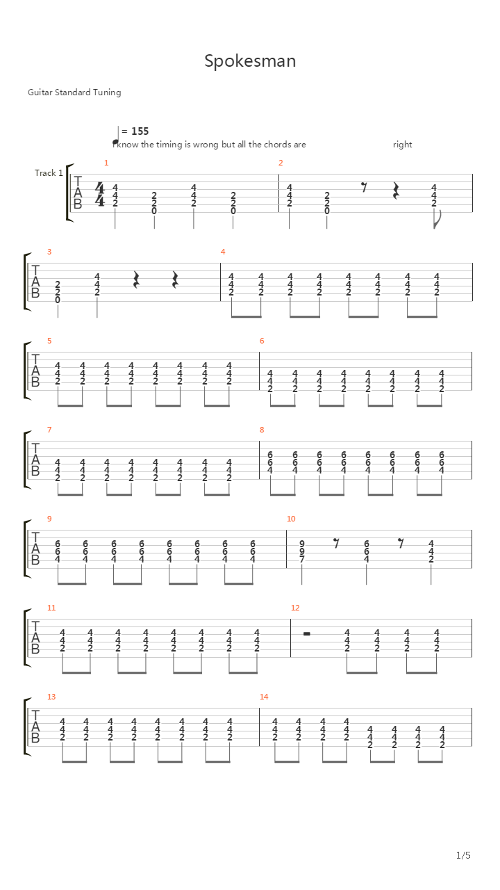 Spokesman吉他谱