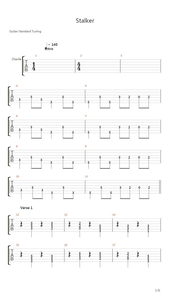 Stalker吉他谱
