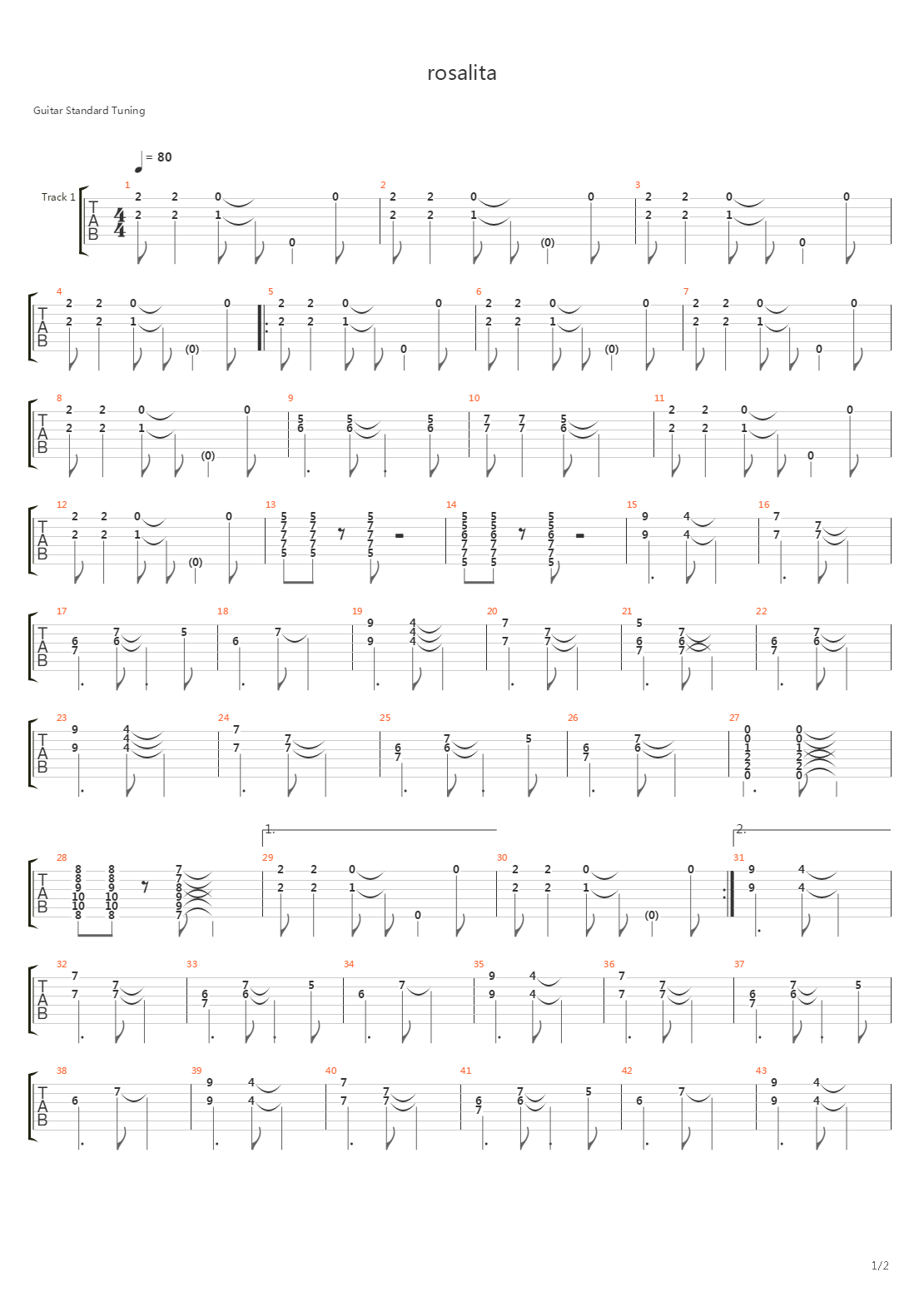 Rosalita吉他谱