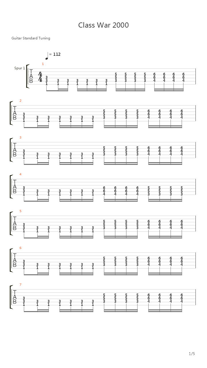 Class War 2000吉他谱