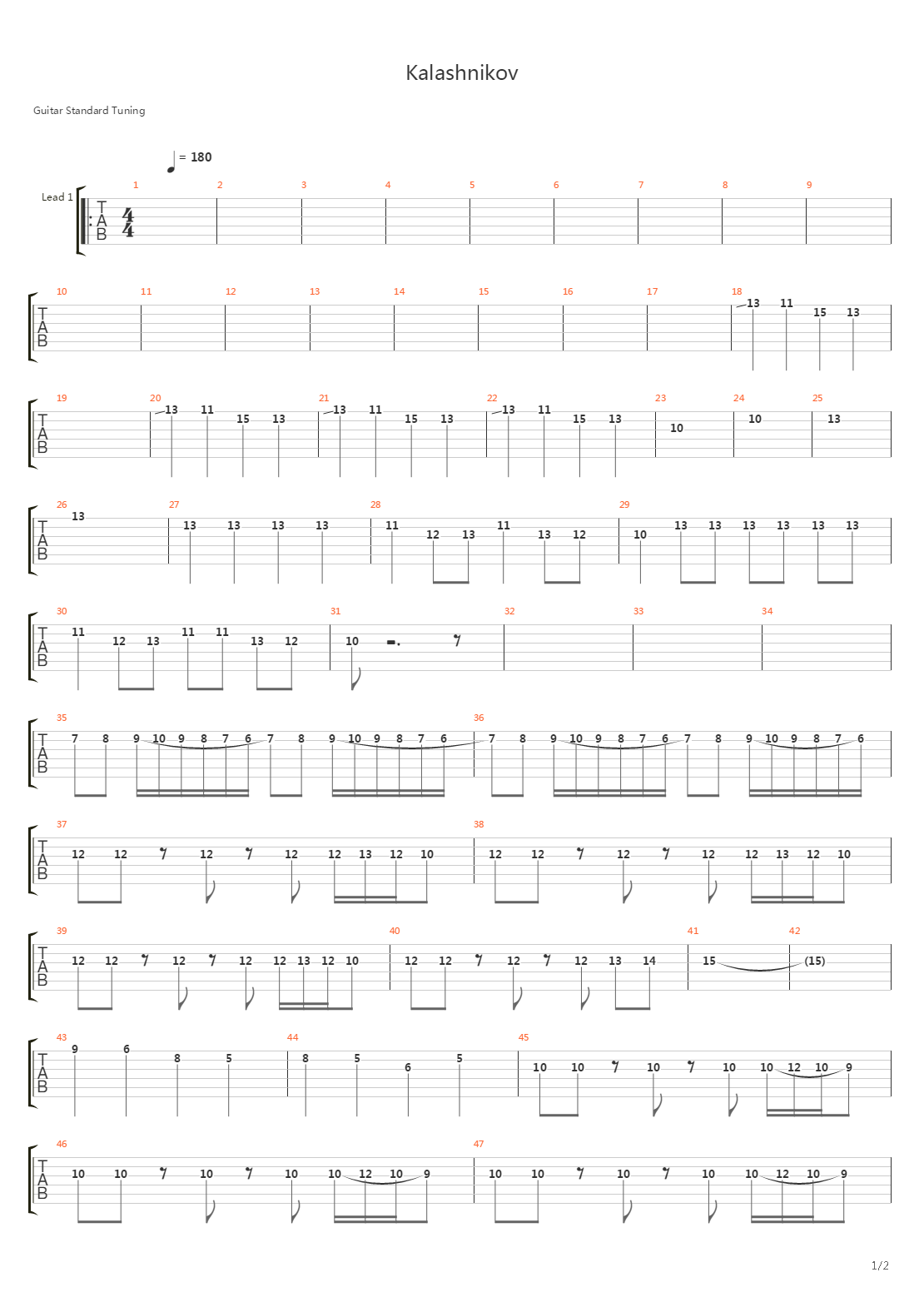 Kalashnikov吉他谱