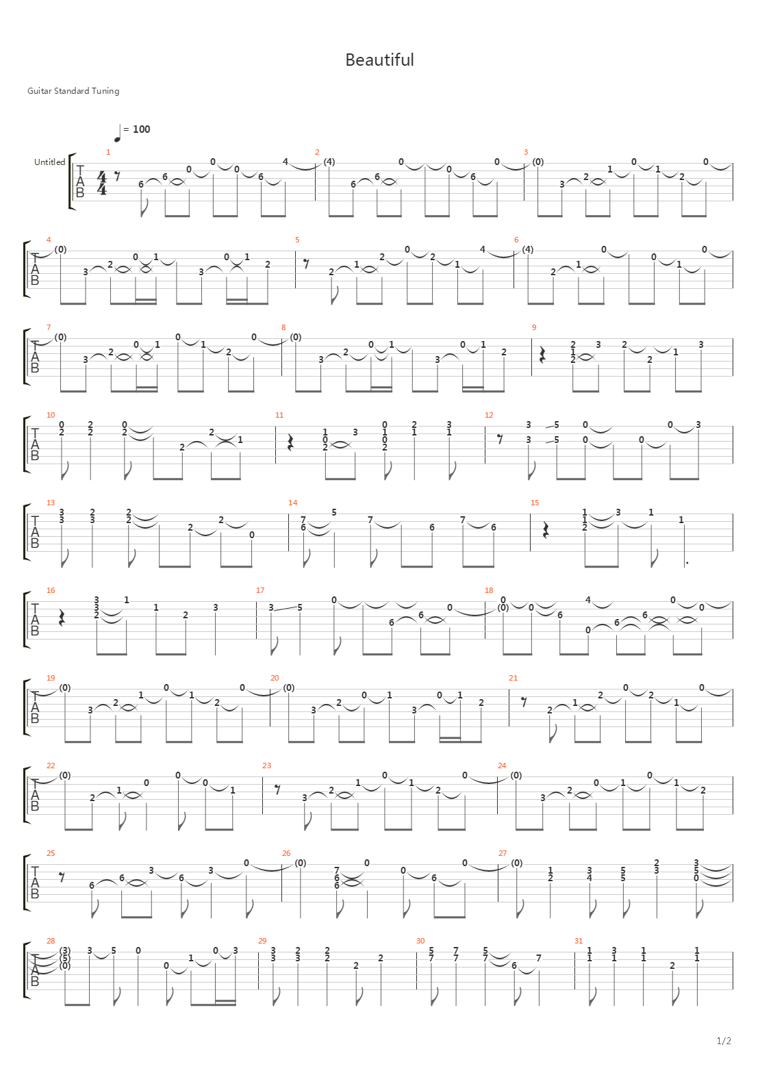 Beautiful吉他谱