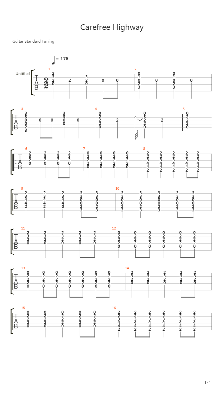 Carefree Highway吉他谱
