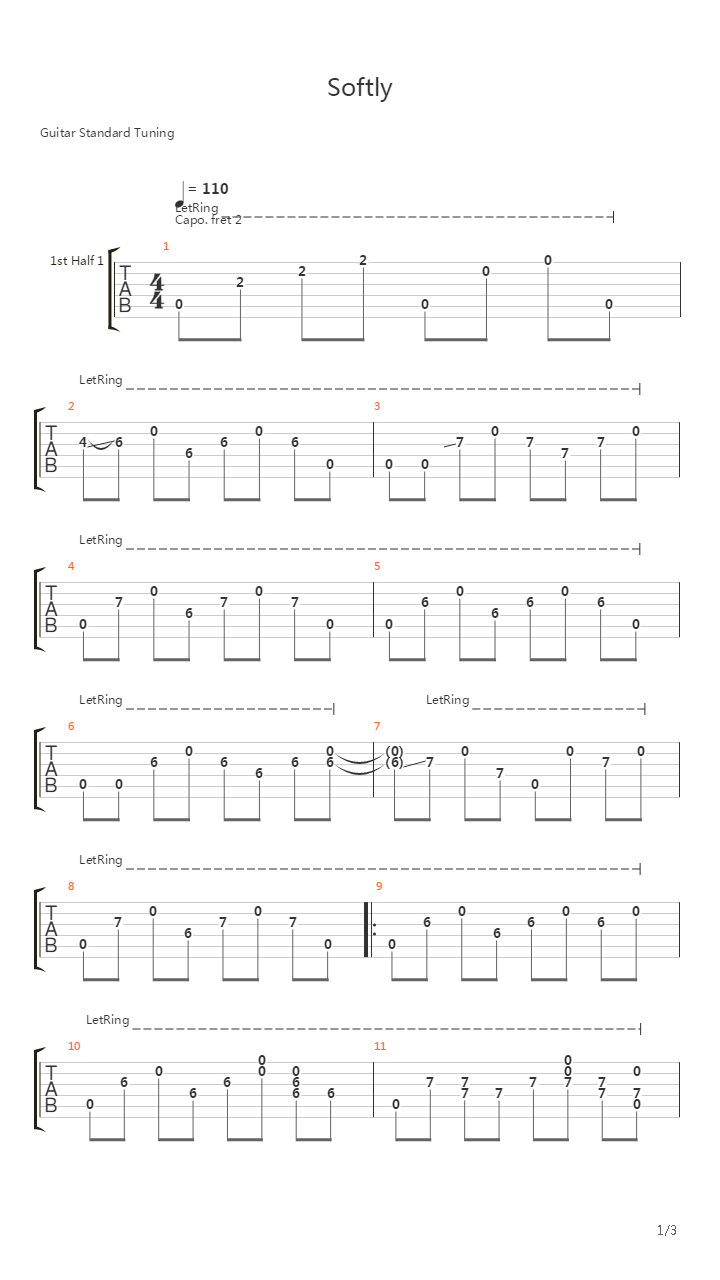 Softly吉他谱