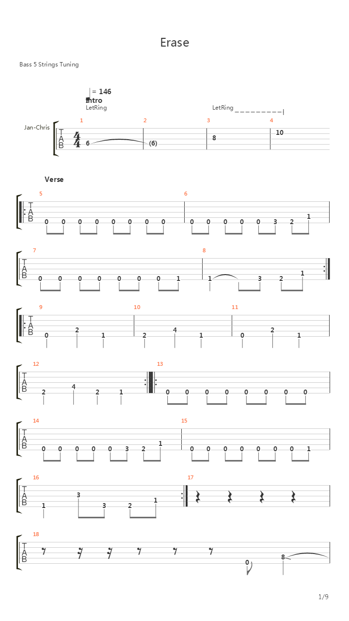 Erase吉他谱