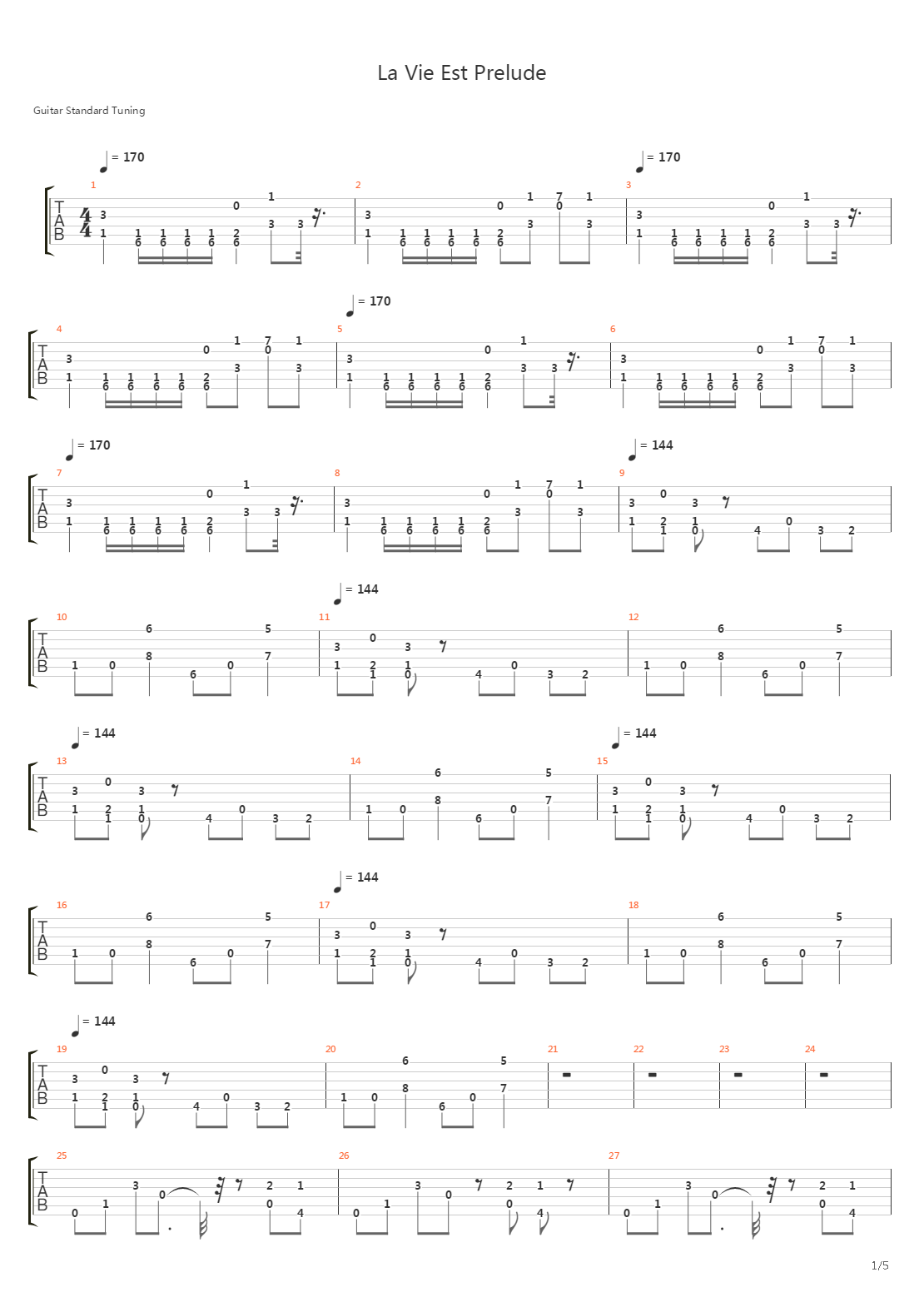 La Vie Est Prelude吉他谱
