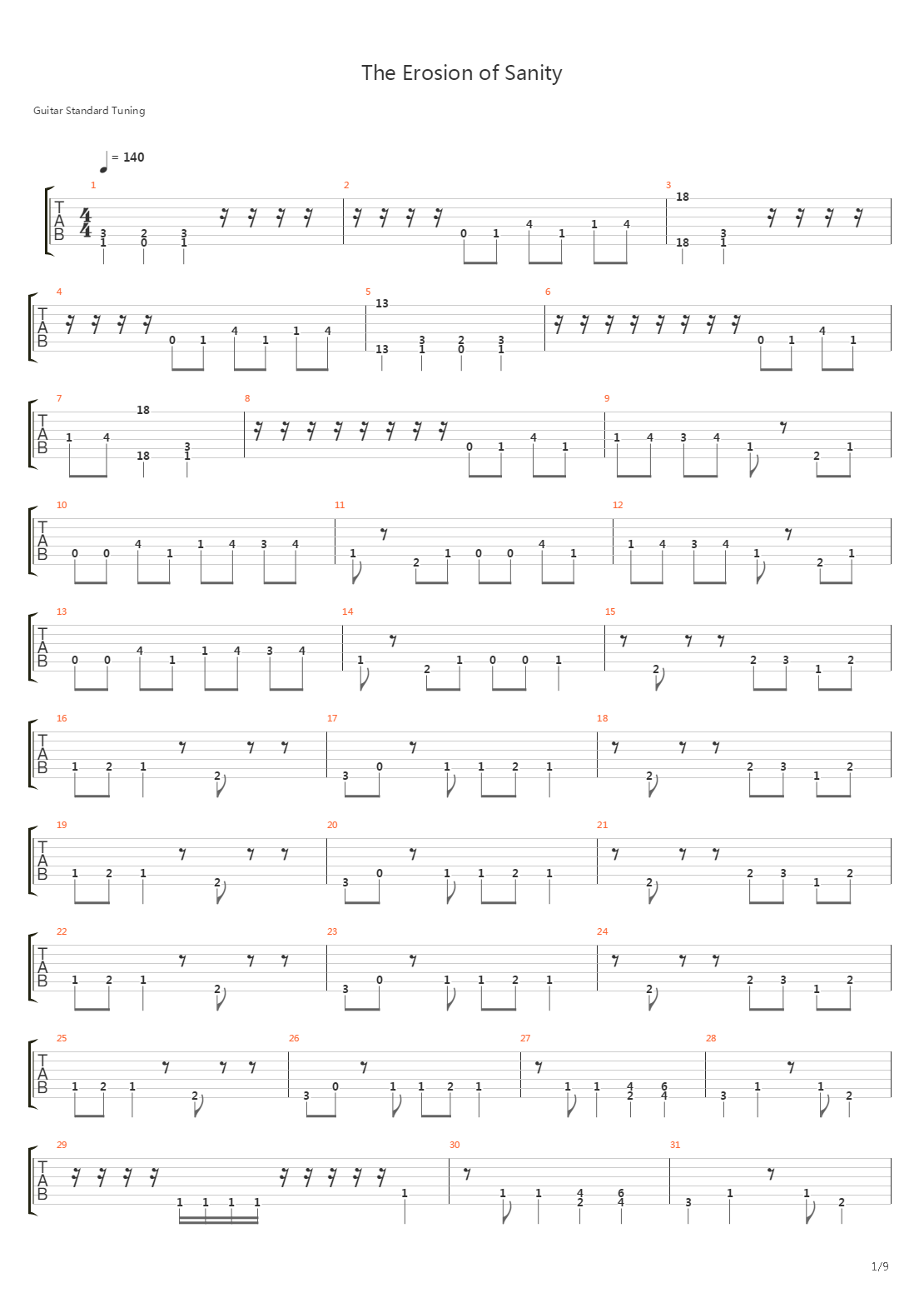 The Erosion Of Sanity吉他谱
