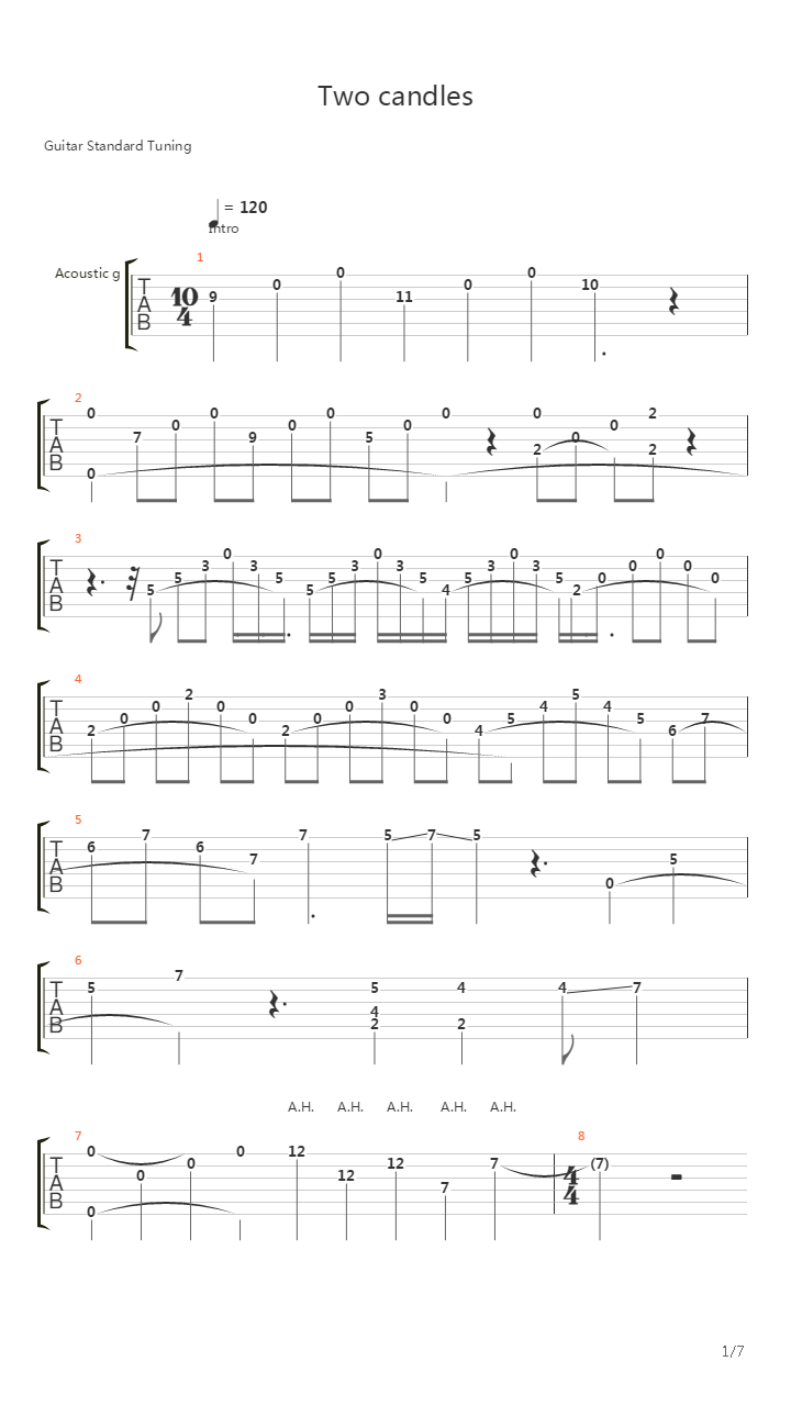 Two Candles吉他谱
