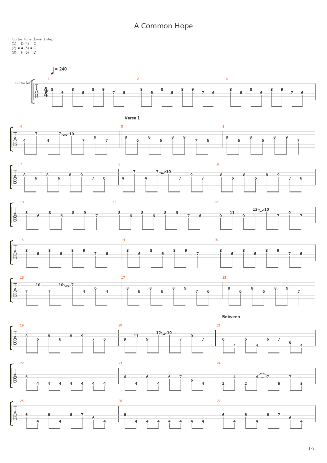 A Common Hope吉他谱