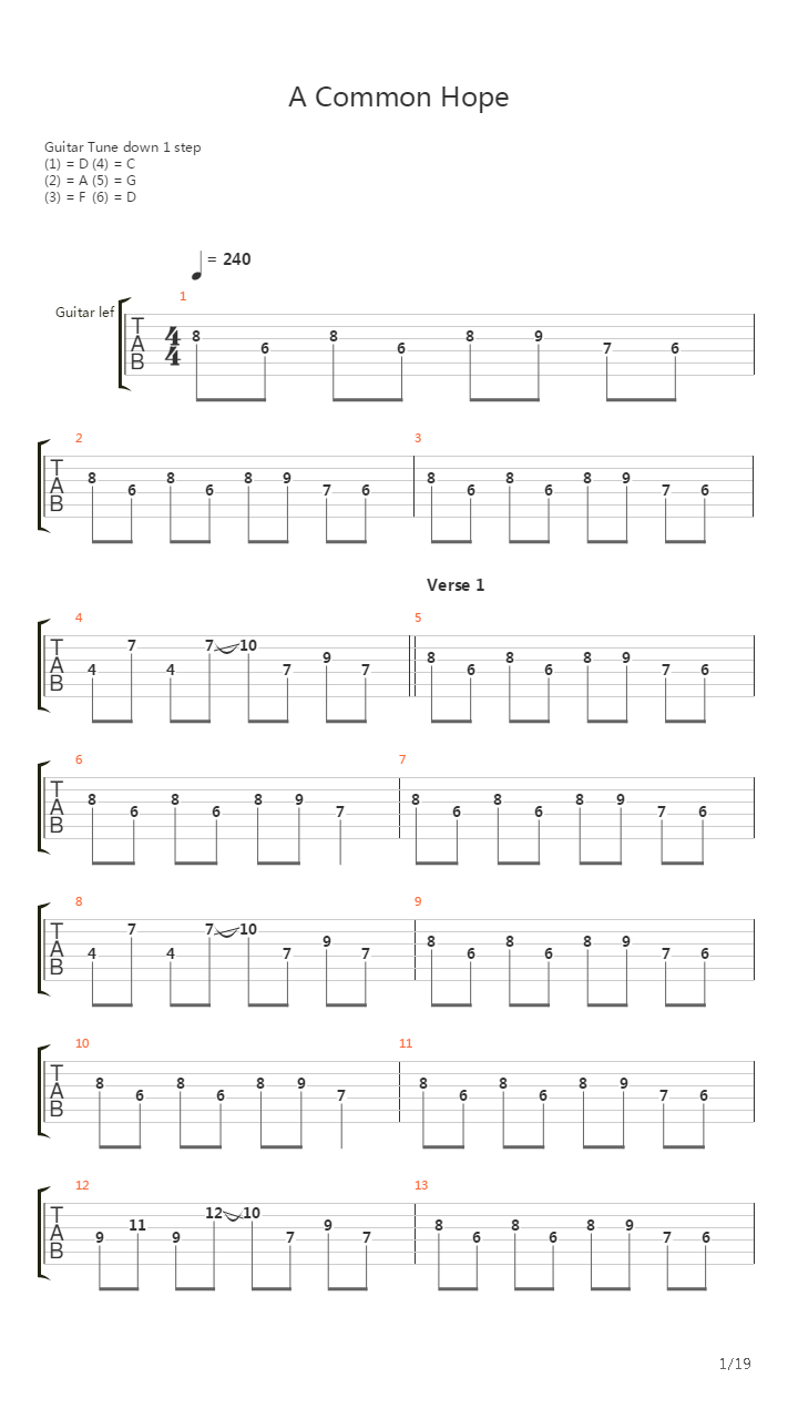 A Common Hope吉他谱