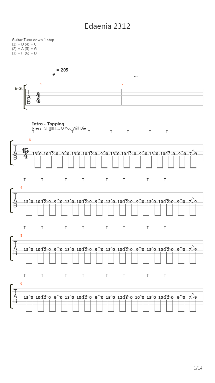 Edaenia 2312吉他谱