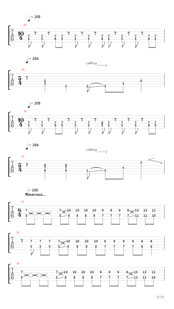 Edaenia 2312吉他谱