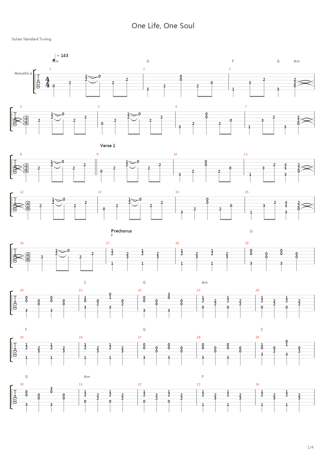 One Life One Soul吉他谱