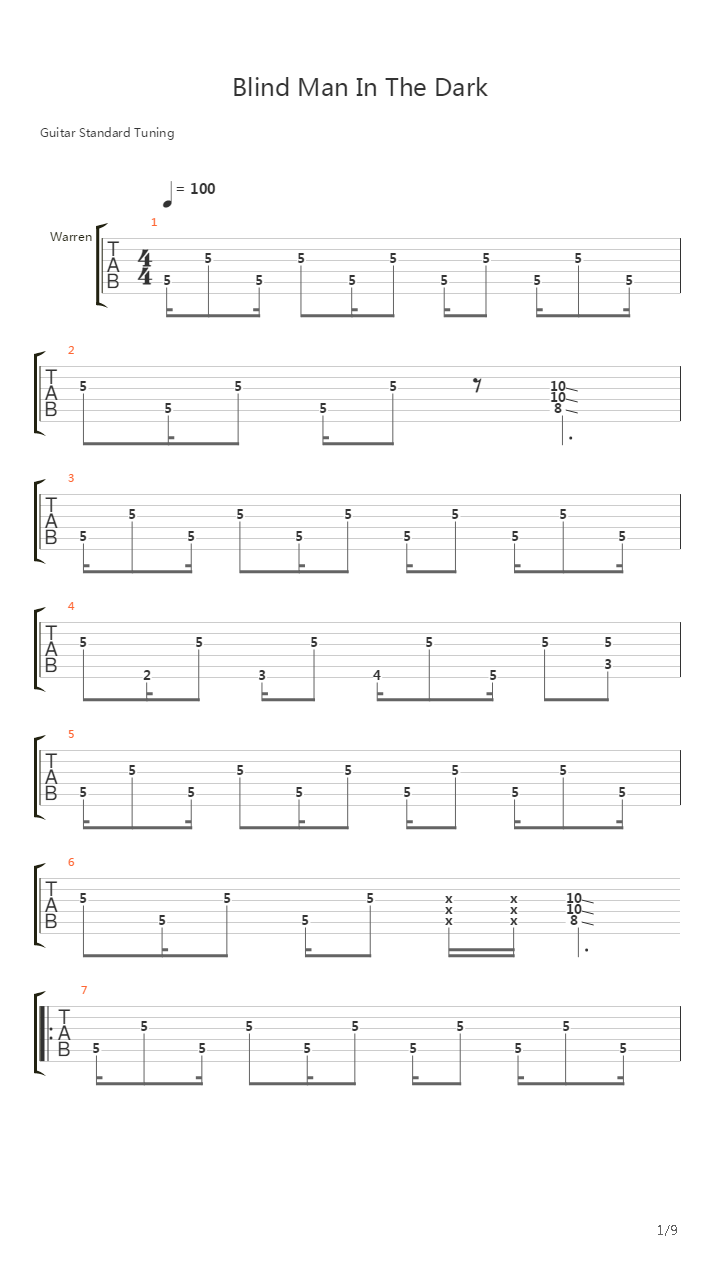 Blind Man In The Dark吉他谱