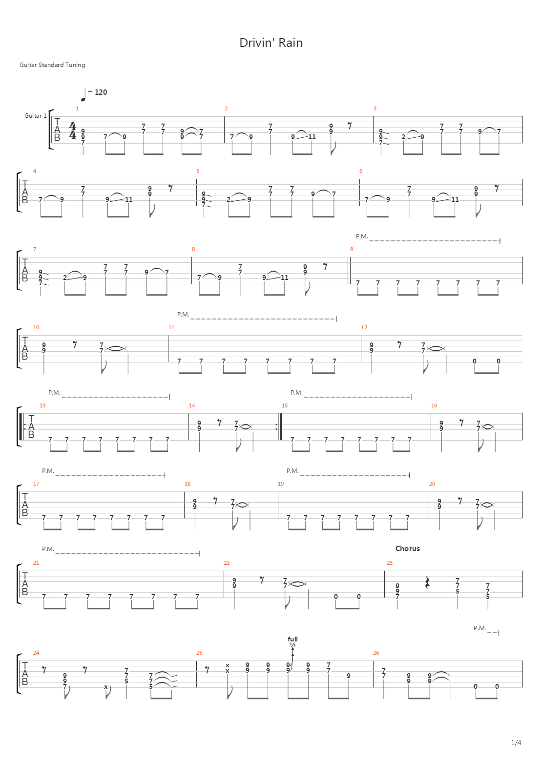 Drivin Rain吉他谱
