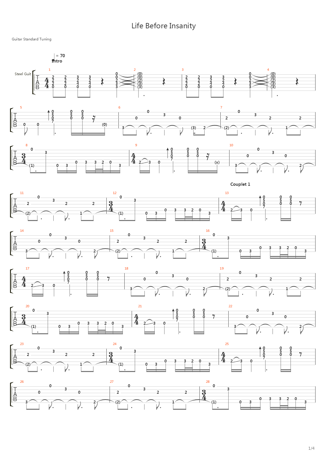 Life Before Insanity吉他谱