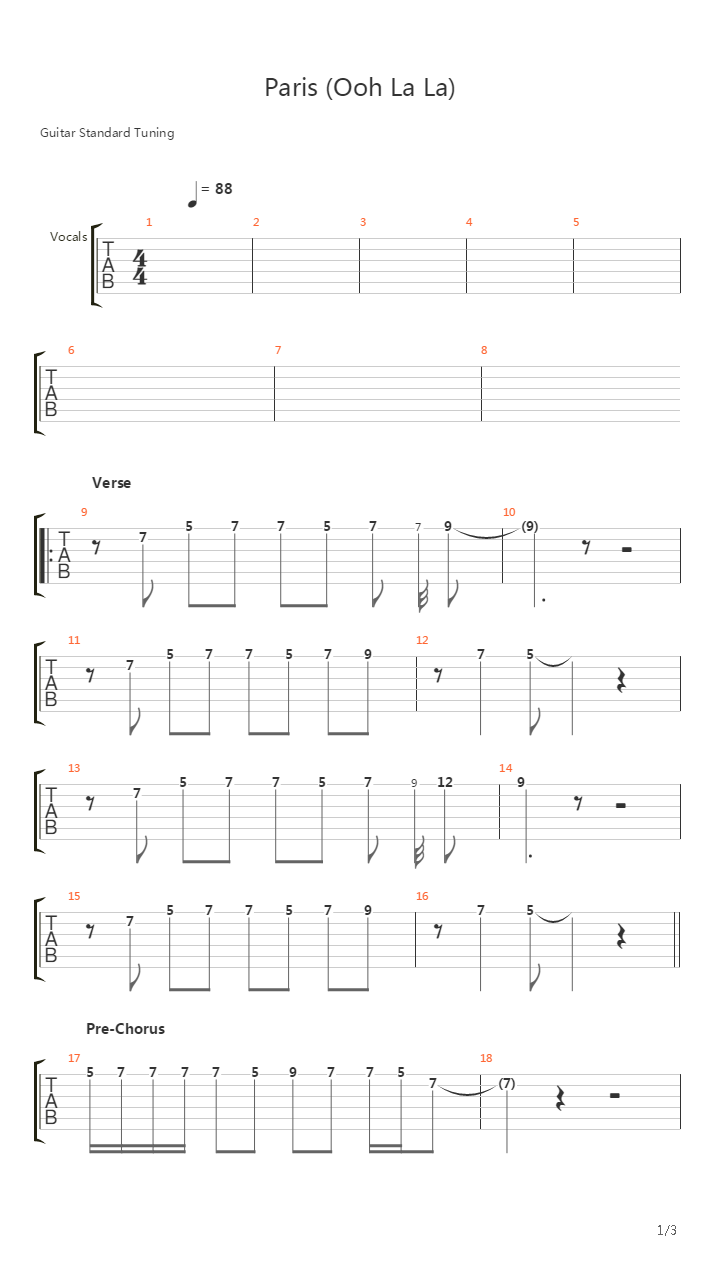Paris Oh La La吉他谱