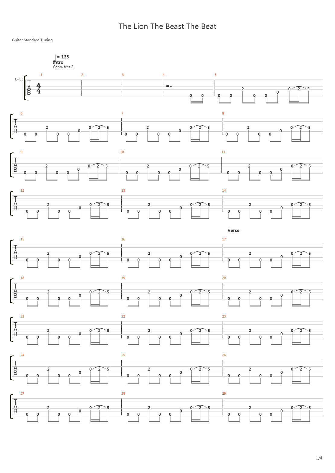 The Lion The Beast The Beat吉他谱