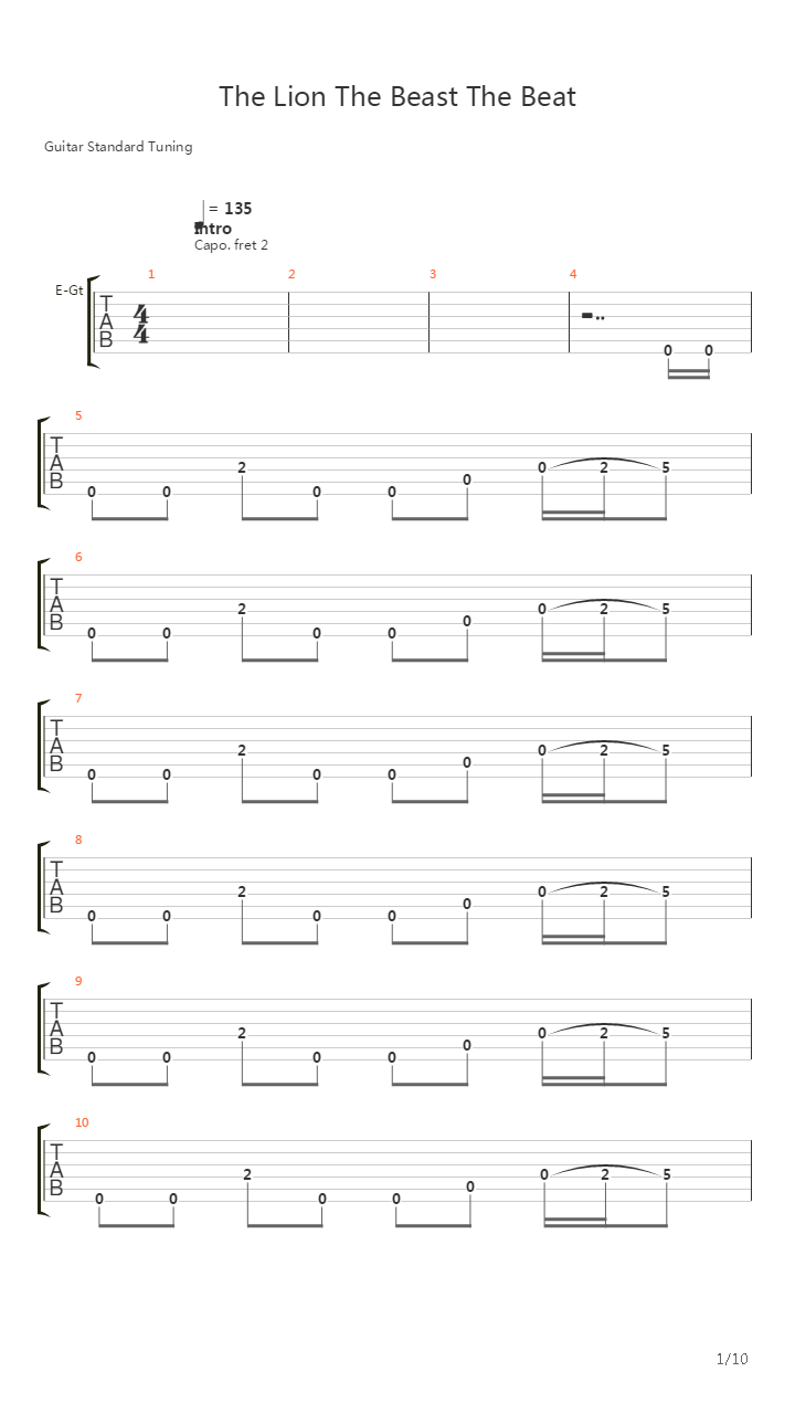 The Lion The Beast The Beat吉他谱