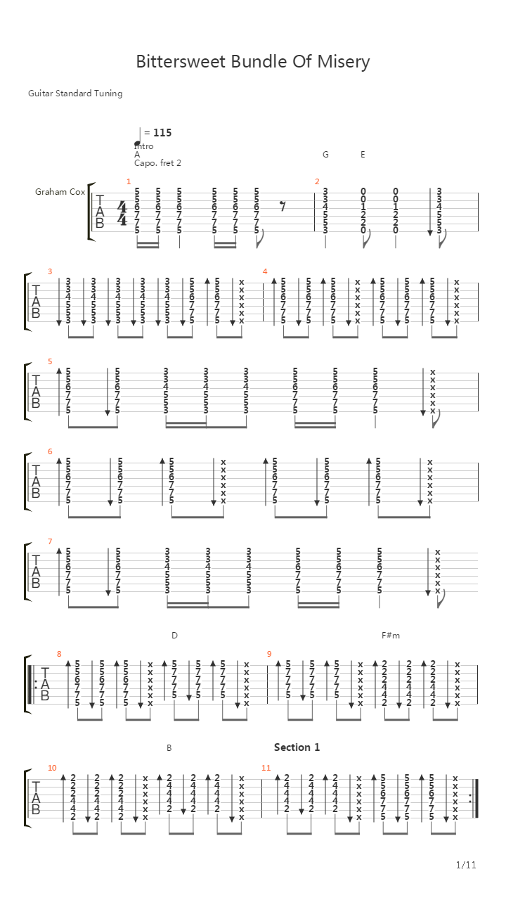 Bittersweet Bundle Of Misery吉他谱