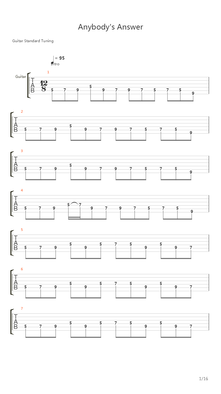 Anybodys Answer吉他谱