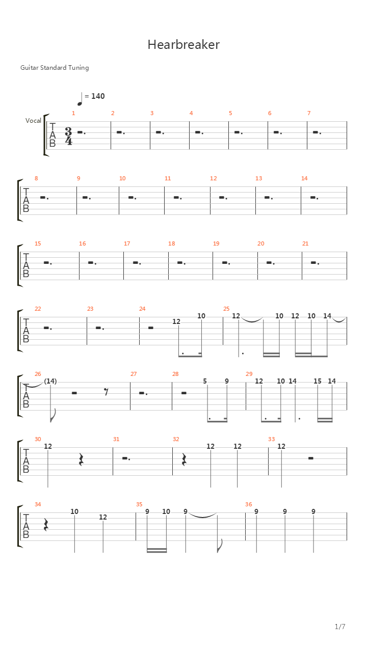 Heartbreaker吉他谱