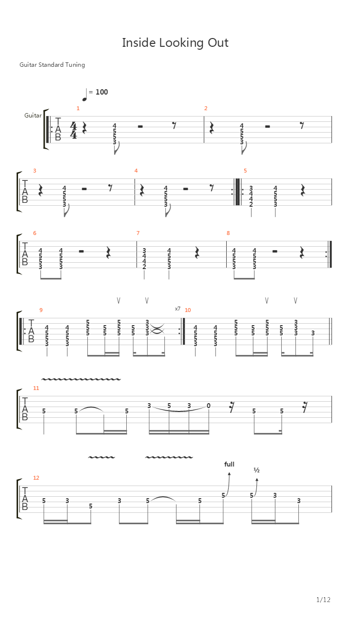 Inside Looking Out吉他谱