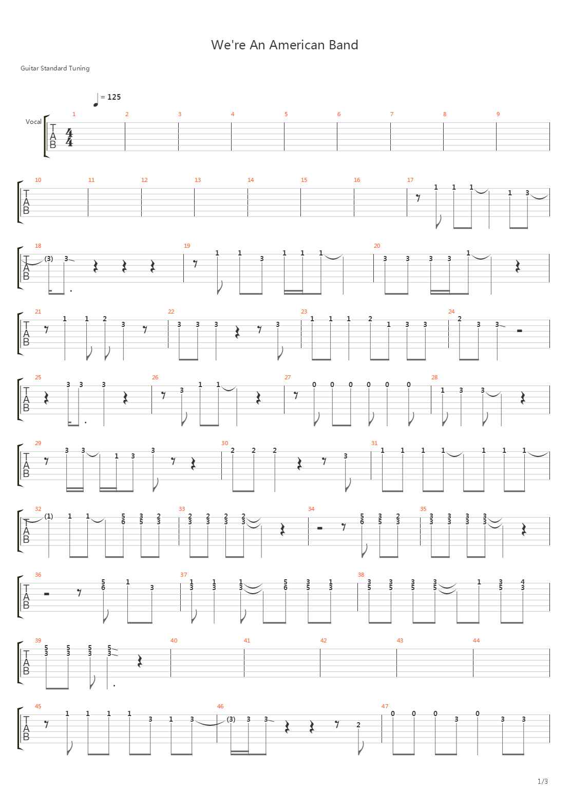 Were An American Band吉他谱