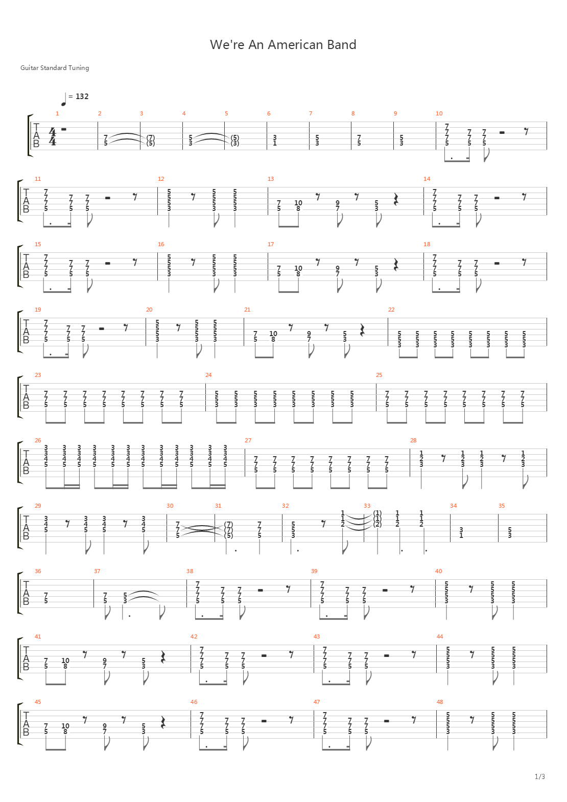 Were An American Band吉他谱
