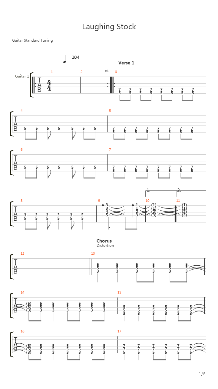 Laughing Stock吉他谱