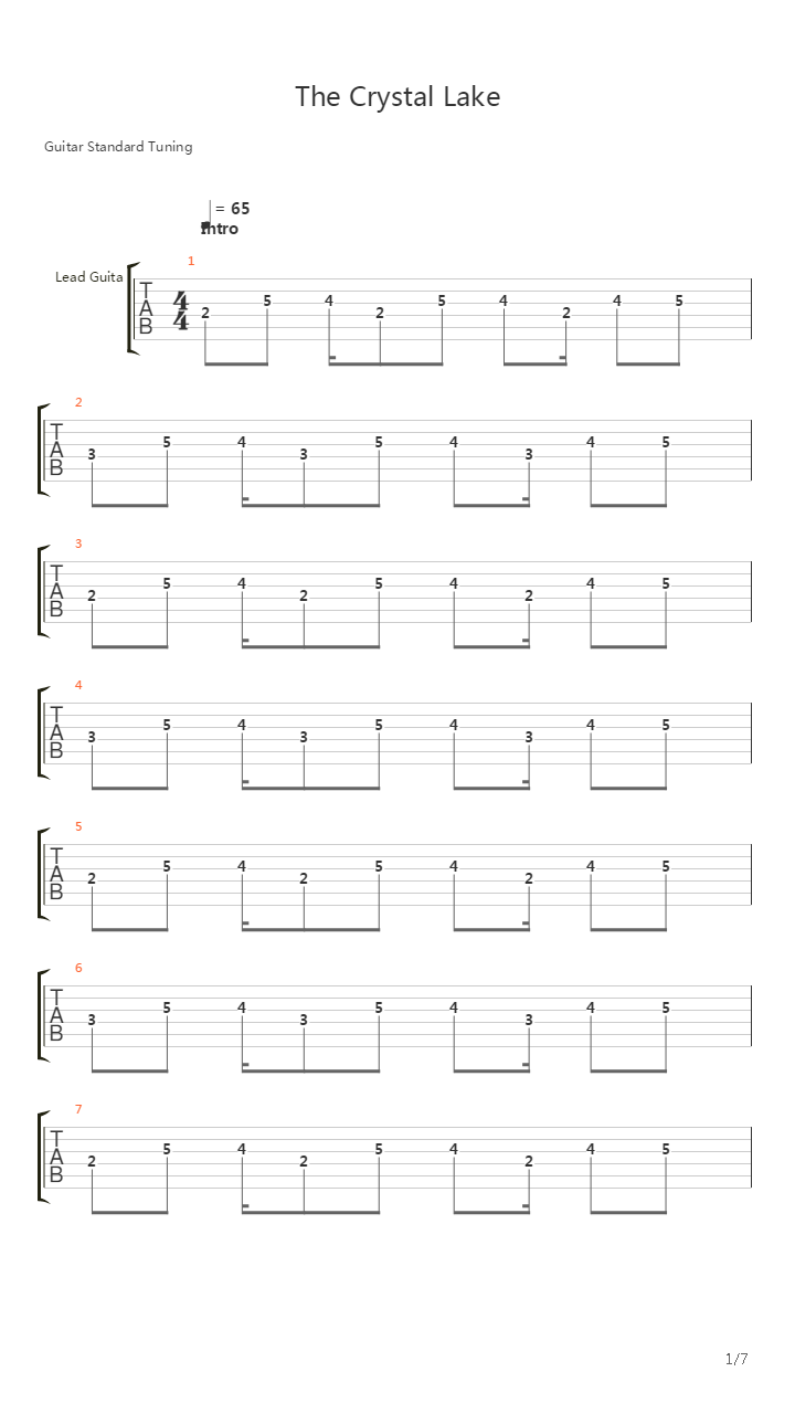 The Crystal Lake吉他谱