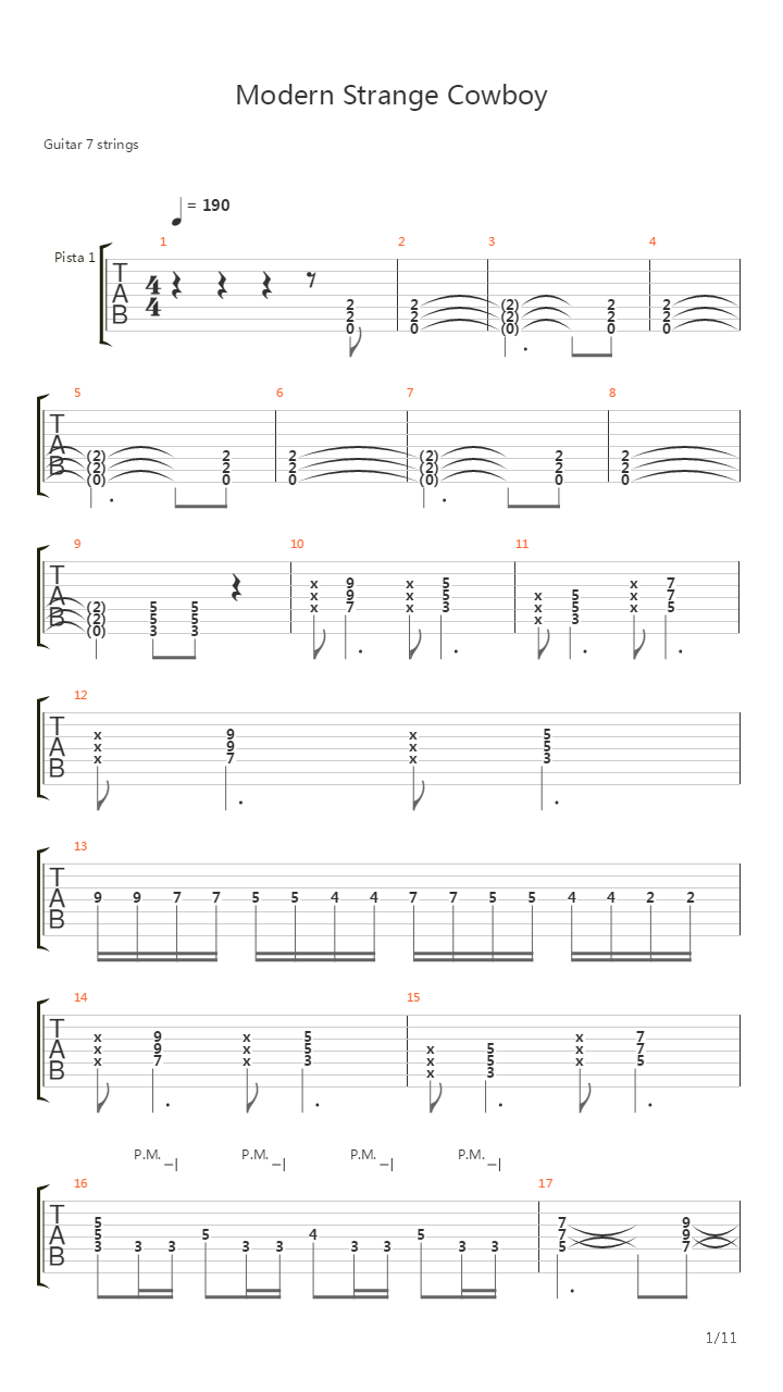 Modern Strange Cowboy吉他谱
