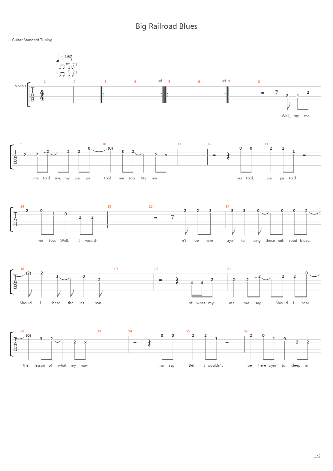 Big Railroad Blues吉他谱