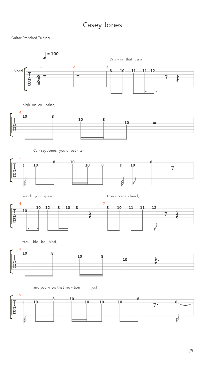 Casey Jones吉他谱