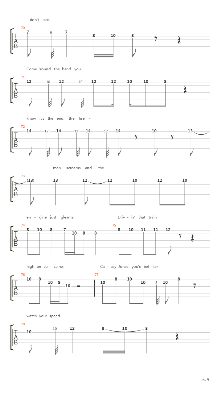 Casey Jones吉他谱
