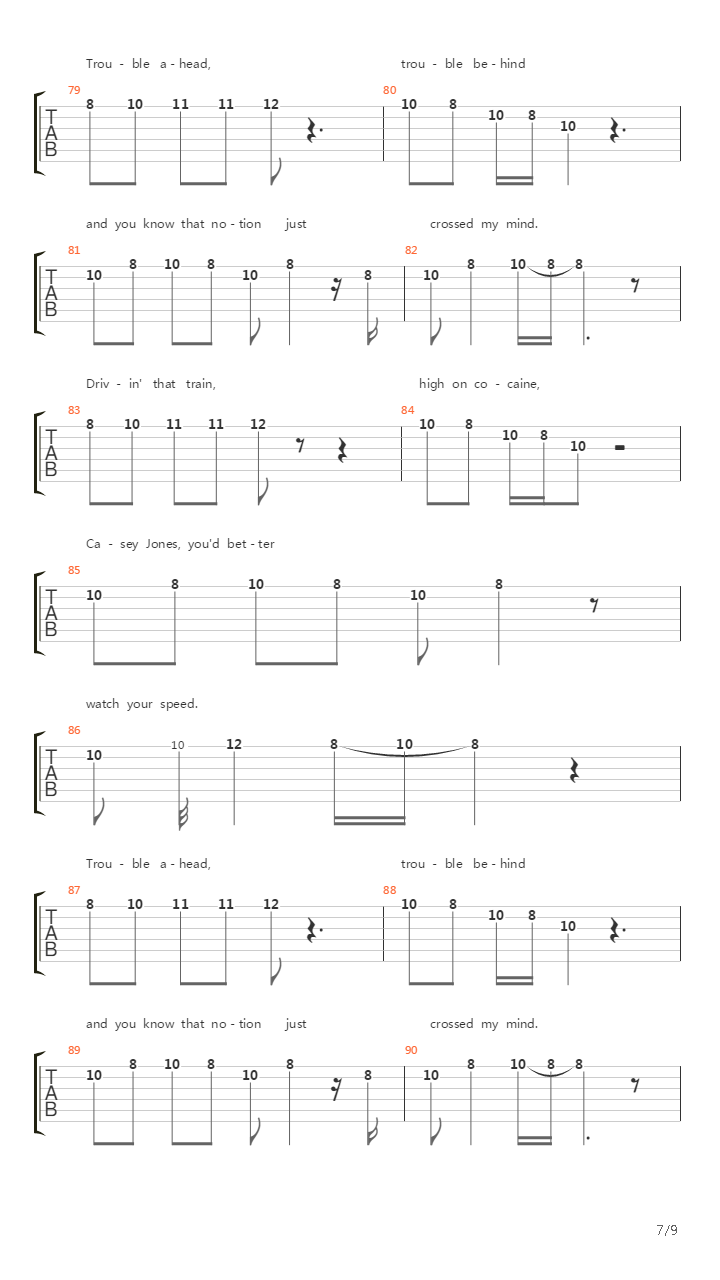 Casey Jones吉他谱