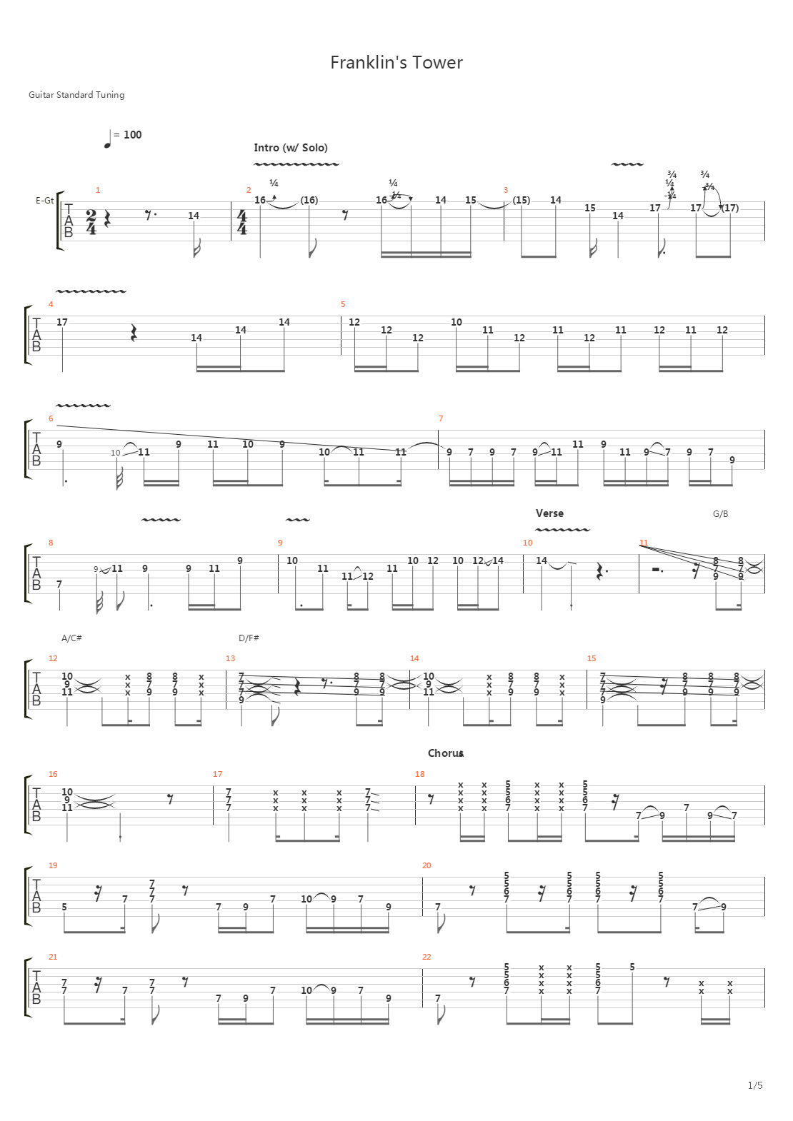 Franklins Tower吉他谱